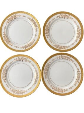 Mikasa Colony Plate Ivory Gold Rim Set of 4